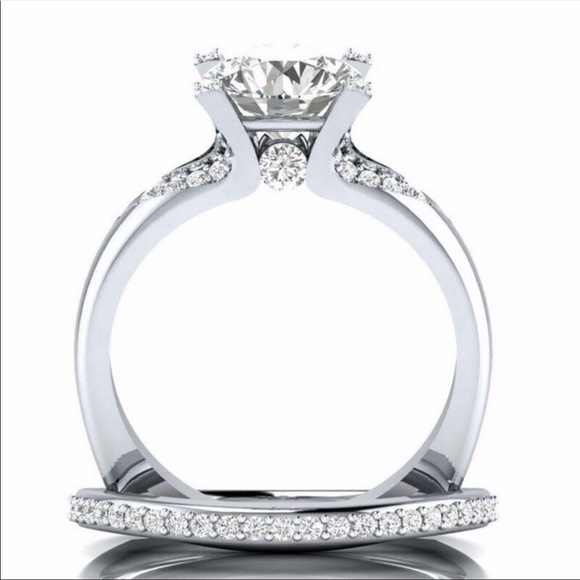 New 2pc Set 925 Silver Sapphire Ring - Picture 5 of 6